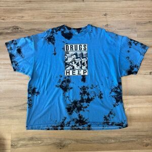 Pleasures The Flaming Lips Drugs Help Blue And Black Tie Dye Shirt Size XL Rock